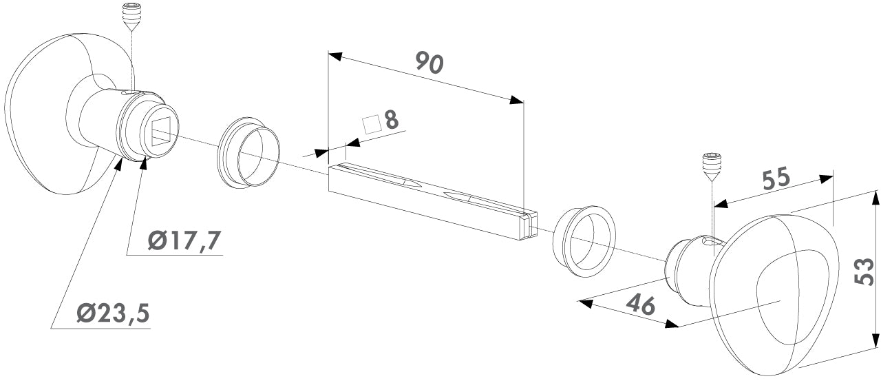 Locinox - Gerundeter Aluminium Dreieckknauf - zaunes