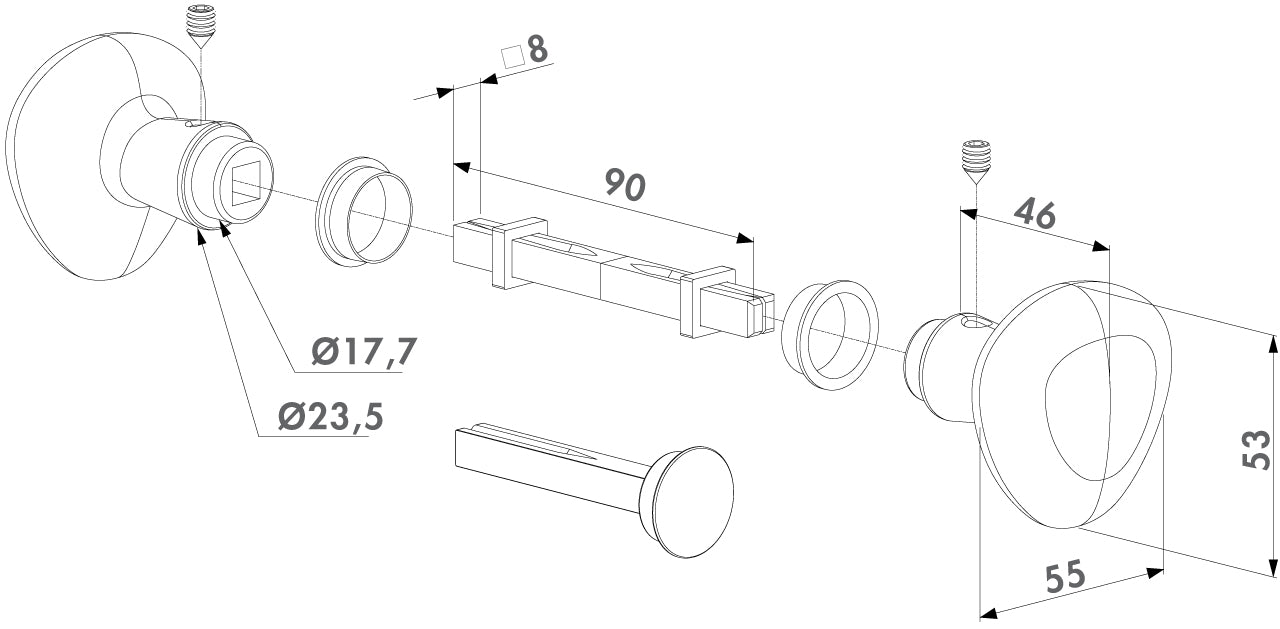 Locinox - Gerundetes Aluminium Drückerset - zaunes